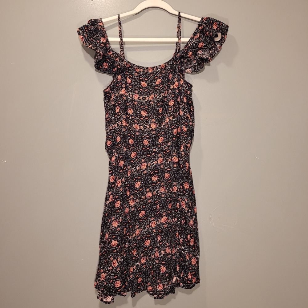 American Eagle Floral Print Sleeveless Mini Dress, Women's Size M, Black - Picture 2 of 9
